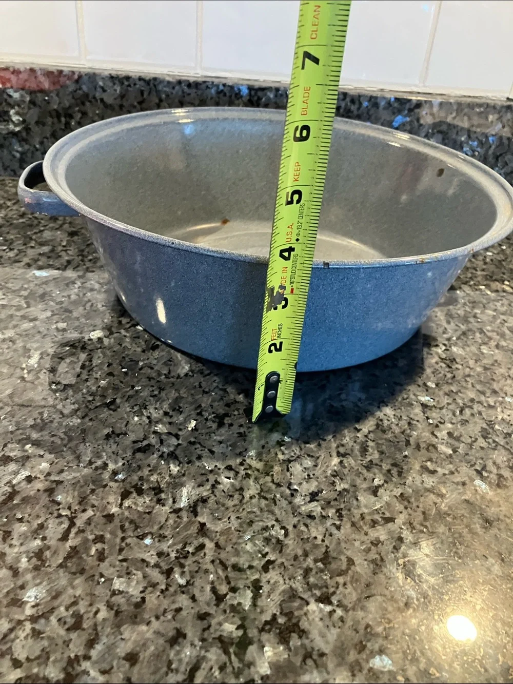 Vintage Gray Wide Round Enamelware With Handles
